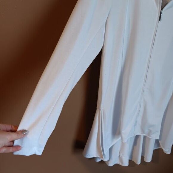 Soft Surroundings Calista White Zip Long Sleeve Blouse Jacket Xs Extra Small - Picture 4 of 9